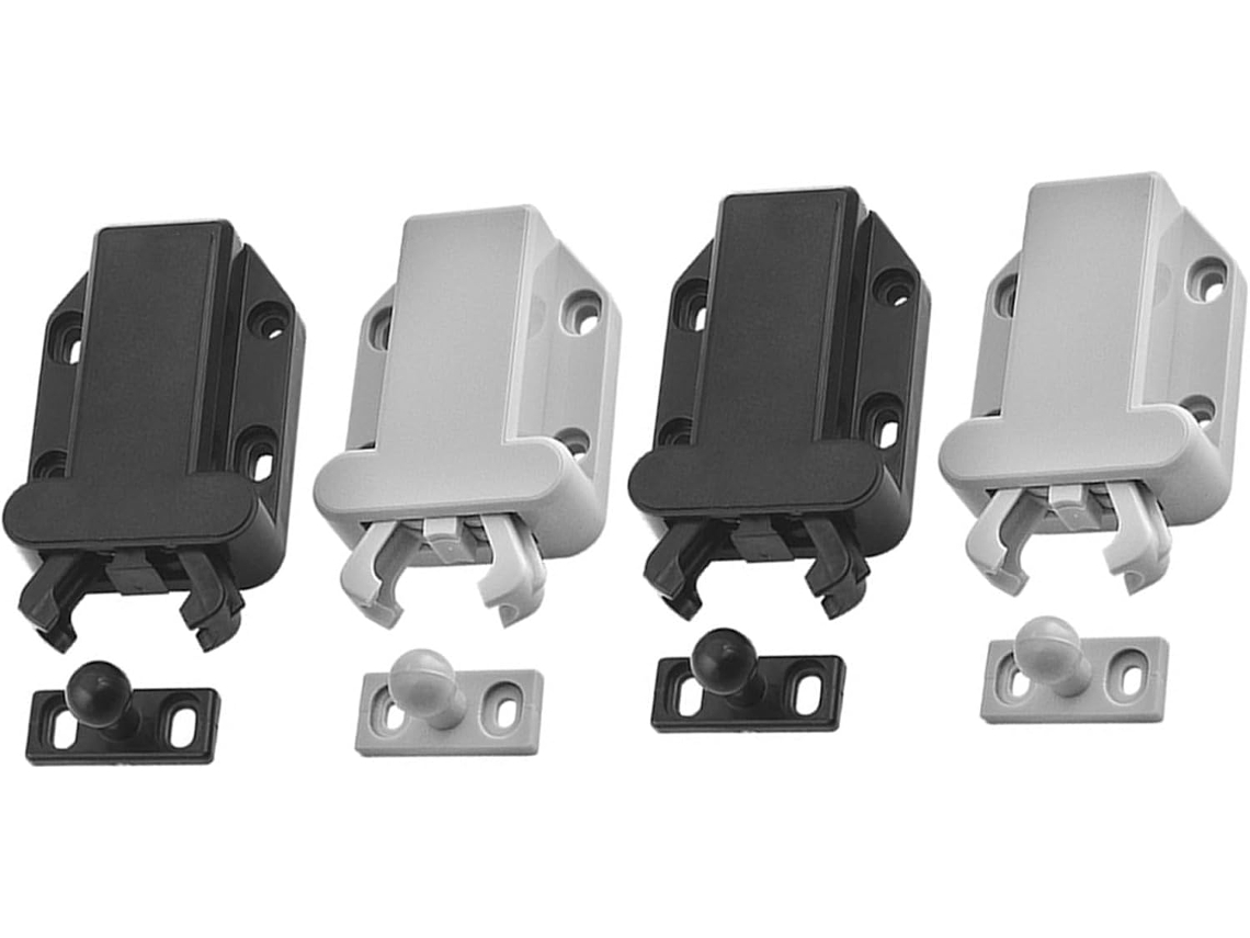 Fechos De Toque Plástico Para Armários, Leves, Com Travamento Automático, Pacote Com 4 Unidades, Fáceis De Instalar, Em
