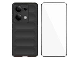 Capa De Tpu Wanlonfeng Hd Series Antiderrapante Com Vidro Temperado Preto Para Xiaomi Redmi Note 14s 4g