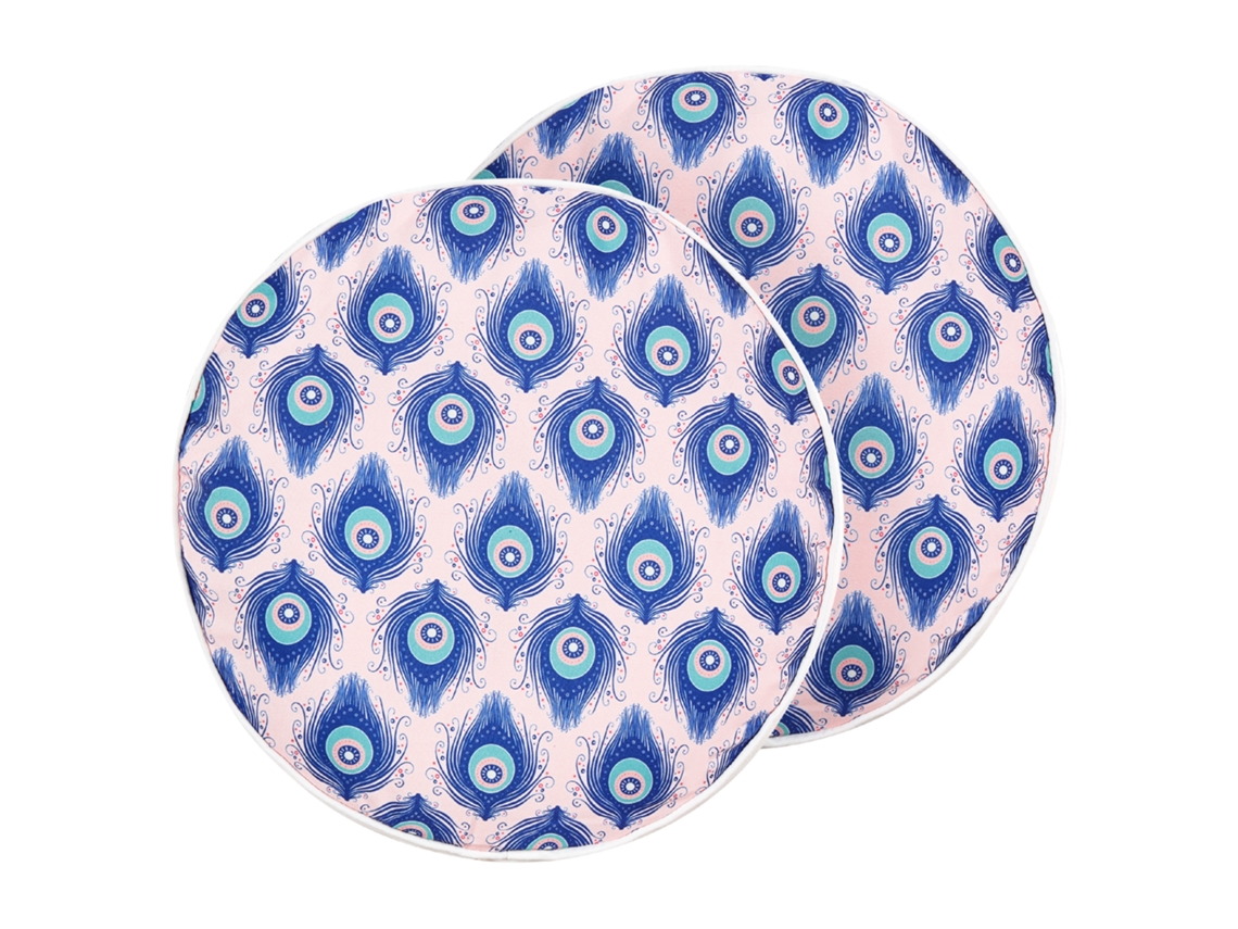 Conjunto De 2 Almofadas De Exterior Beliani Ceriana De Poliéster Azul 40x40x10