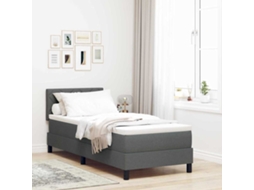Vidaxl Cama Box Com Cabeceira Manual Cinza Escuro 80 X 200 Cm Tecido