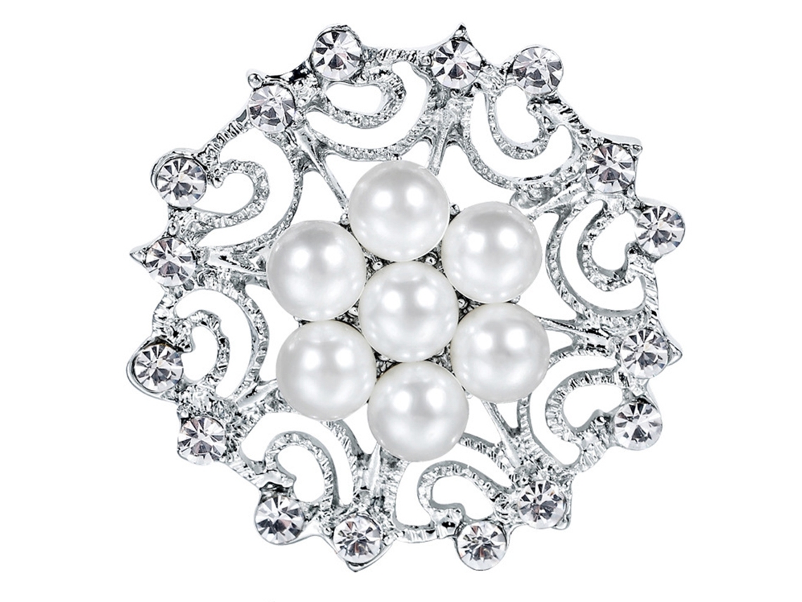 Broche De Mulher Forma Floral Pérola Falsa