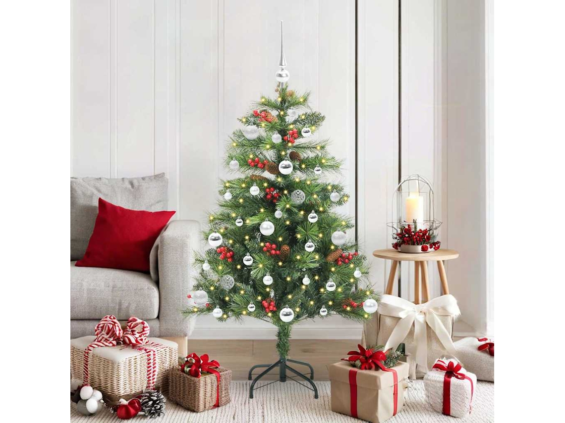 Vidaxl Árvore De Natal Artificial 150 Led Branco Quente Pvc E Metal