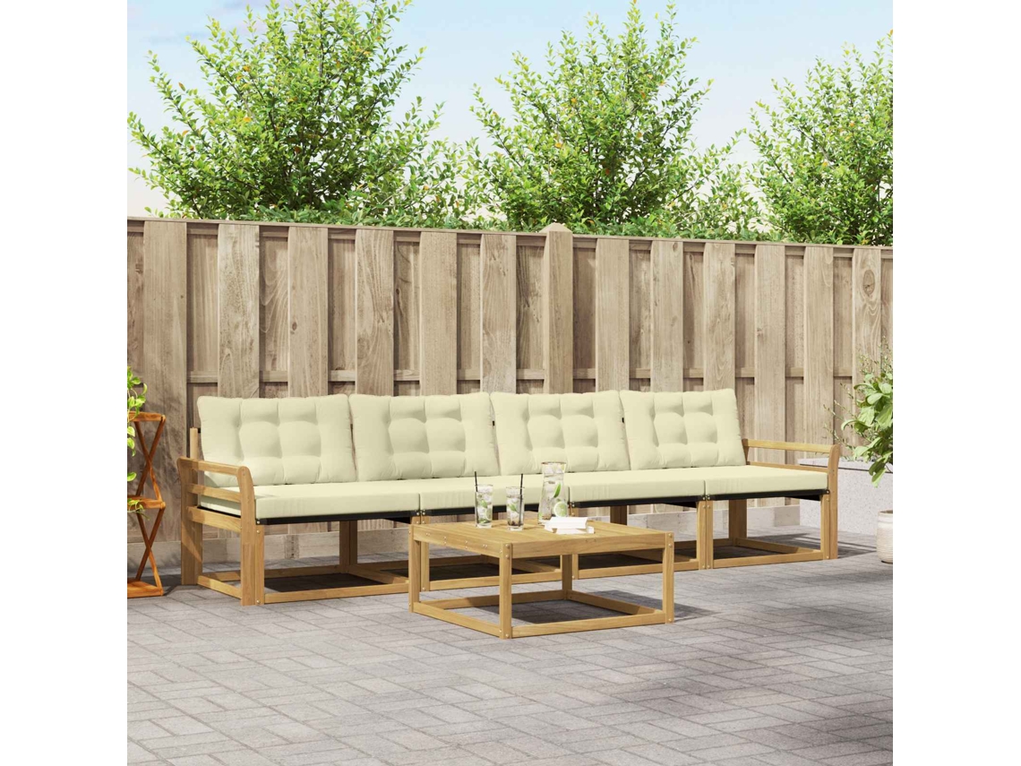 Vidaxl Conjunto De Sofás Para Exterior 5 Pcs Branco E Creme