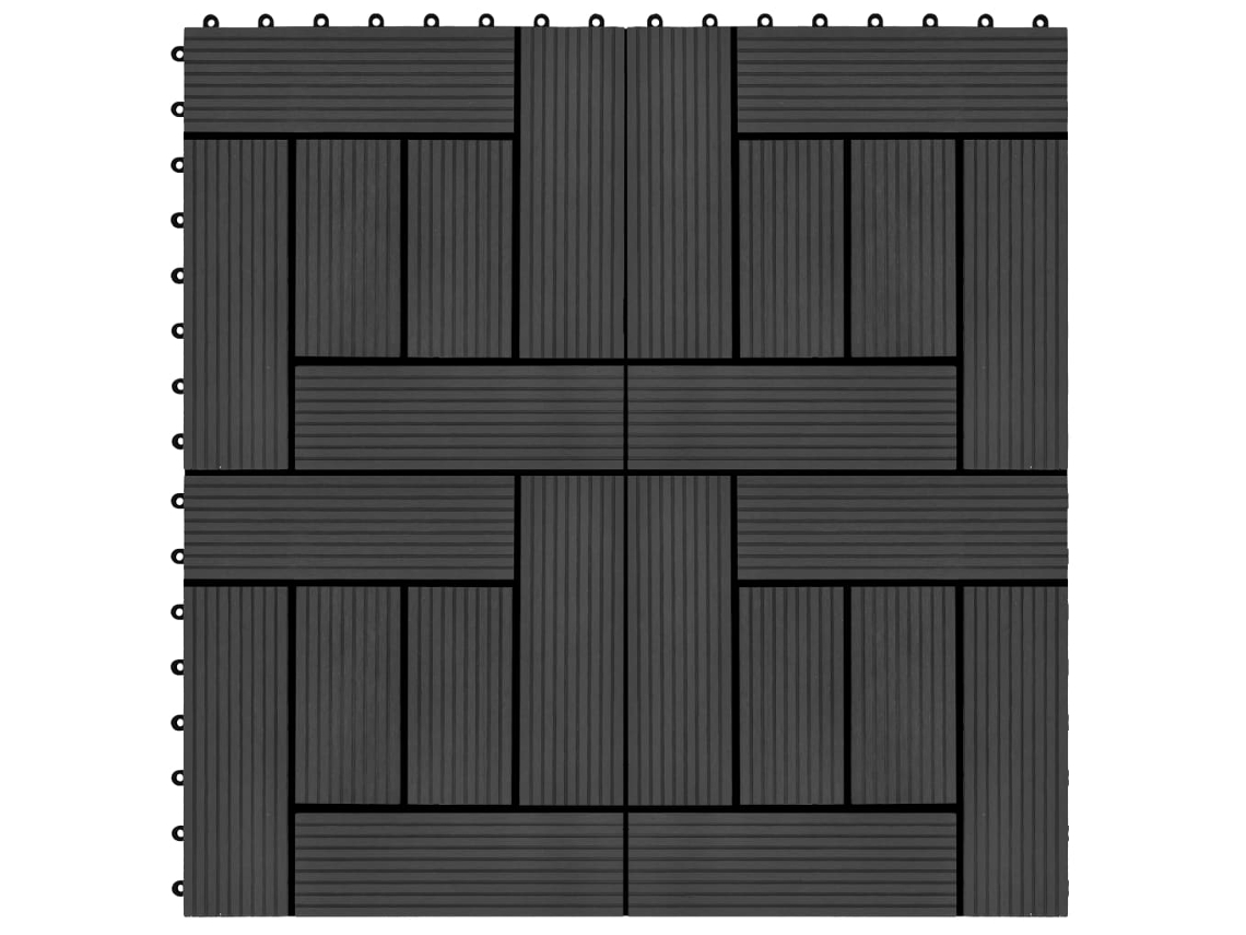 Ladrilhos De Pavimento 22 Pcs Wpc 2m² 30x30 Cm Preto Lovely Home
