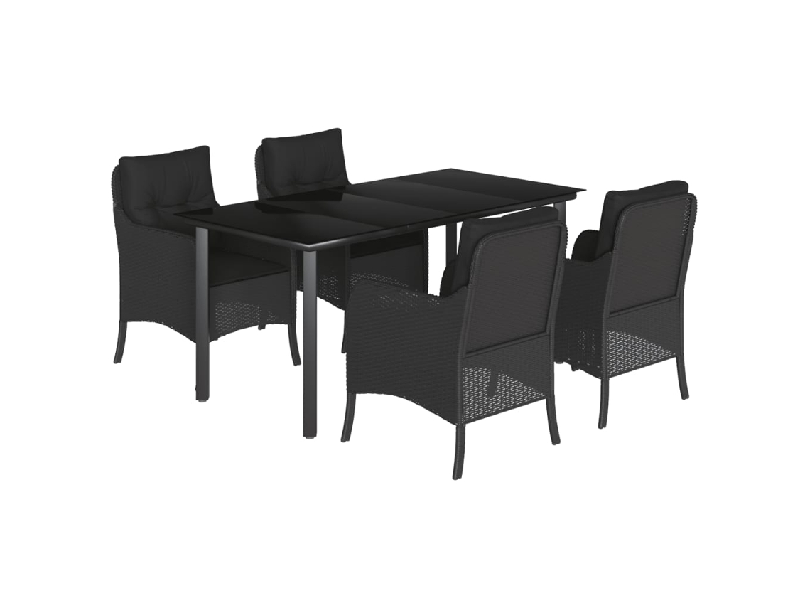 Garden Dining Set, Garden Dining Sets Vidaxl Preto Rattan / Vime (160 Cm Table Length)