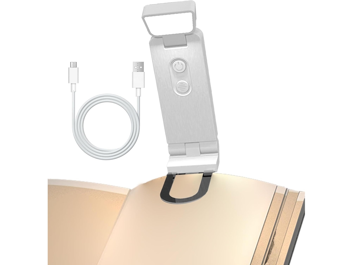Luminária De Leitura Genérica Com Clipe, Recarregável, Com Temporizador De 45 Minutos, Portátil E Com 6 Níveis De Brilho