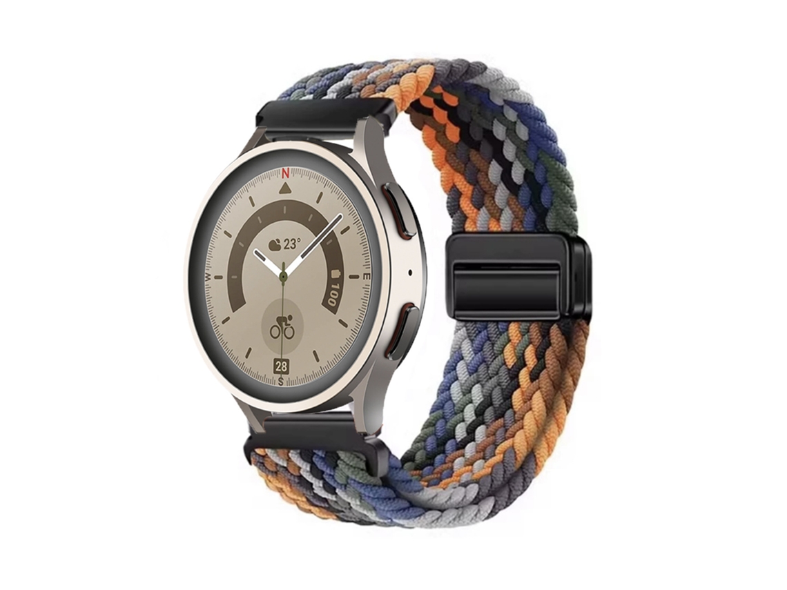 Pulseira De Nylon Trançado Com Fecho Magnético Para Huawei Gt6 Gt5, Samsung Watch7 Camuflagem Multicolorida, 18mm