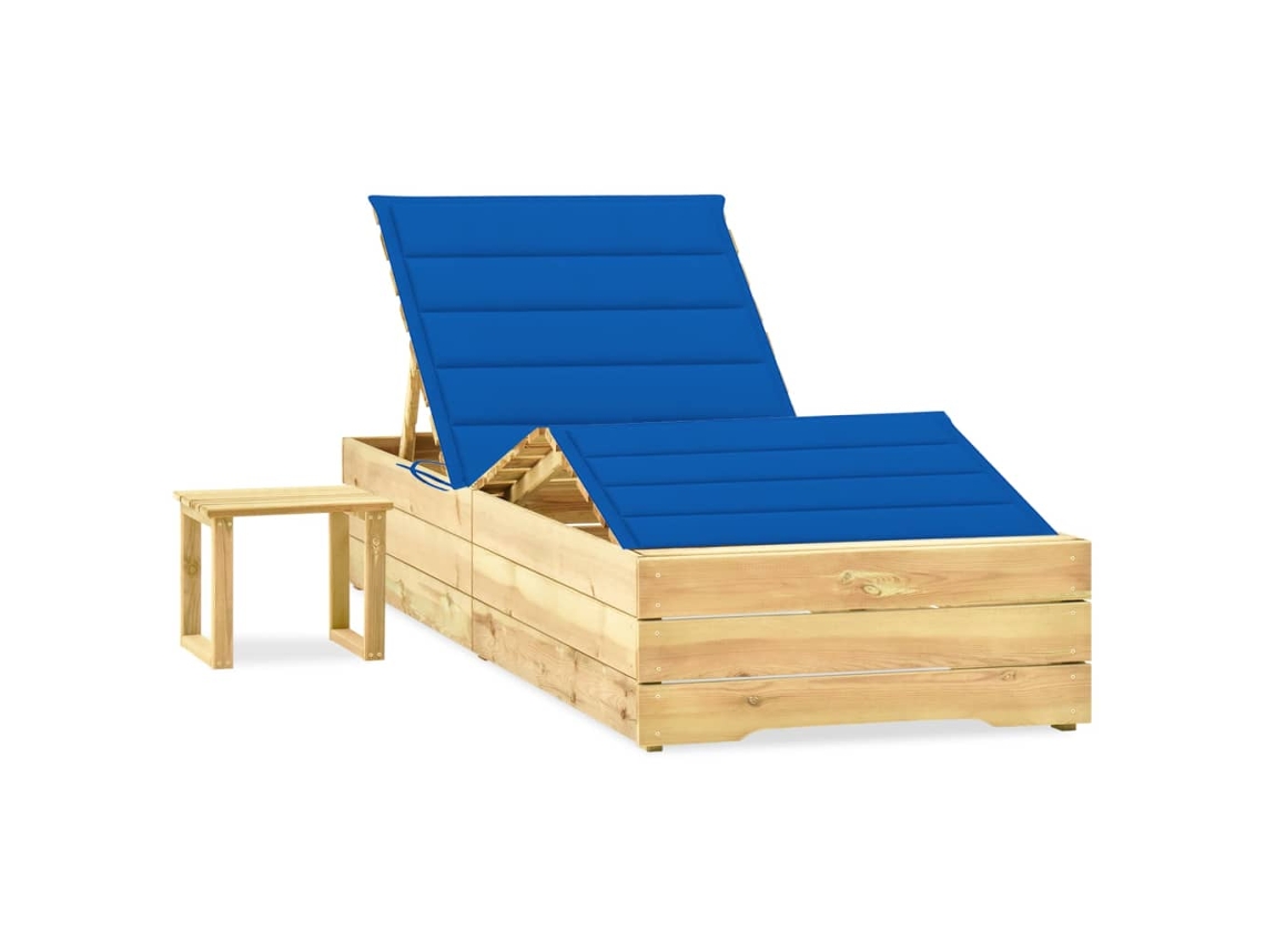 Sun Lounger With Table, Sun Loungers With Tables Vidaxl Azul Madeira De Pinho (n/a)