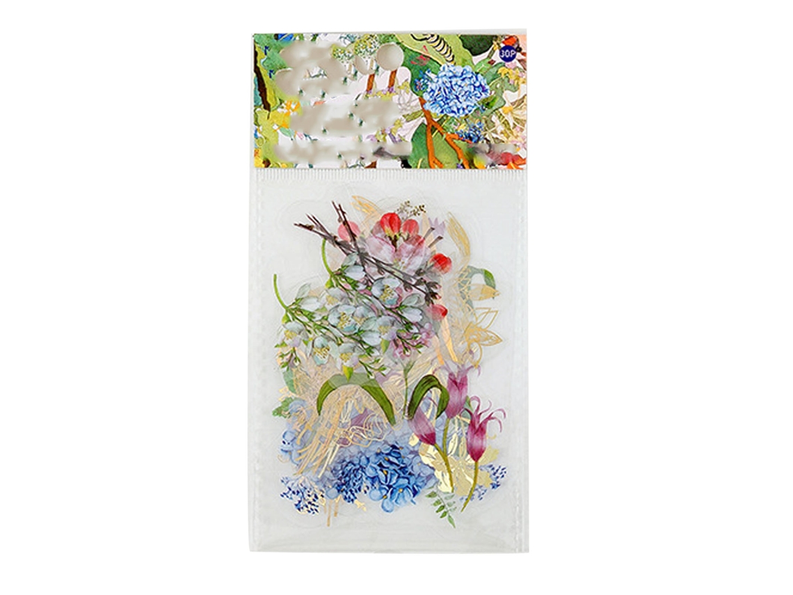 30 Adesivos De Flores Pet 30 Folhas Estilos Diferentes Impermeáveis Para Scrapbooking Diy