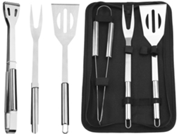 Lurelia Kit De Churrasco 3 Peças Aço Inoxidável Estojo Portátil Campismo