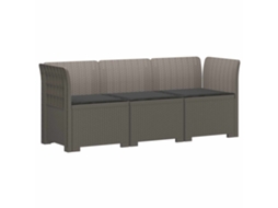 Vidaxl Sofá De Jardim 3 Lugares Com Almofadas Visual Rattan Pp