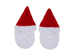 Ats 2 Peças de Gorro de Papai Noel com Barba Vermelha e Branca Acessórios de Natal Reutilizáveis para Adultos