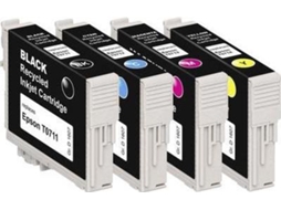 Tinta Substitui Epson T0711, T0712, T0713, T0714 Compatível Combo Pack Preto, Ciano, Magenta, Amarelo Bte107 1607, Basetech