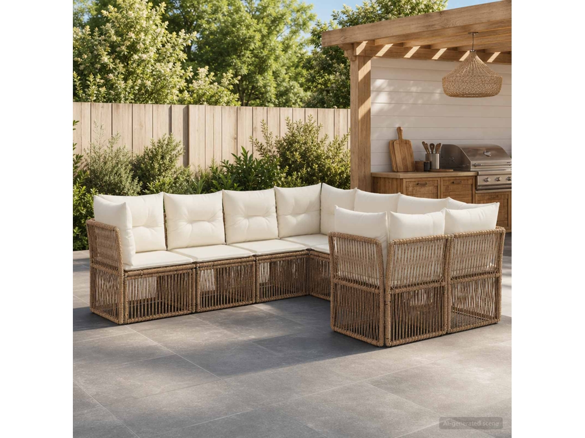 Vidaxl Conjunto De Sofá De Jardim 8 Unid. 8-número De Lugares Bege