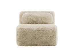 Sofá Sem Braços Aviana Em Tecido Plush Cáqui Claro Com Almofada Decorativa