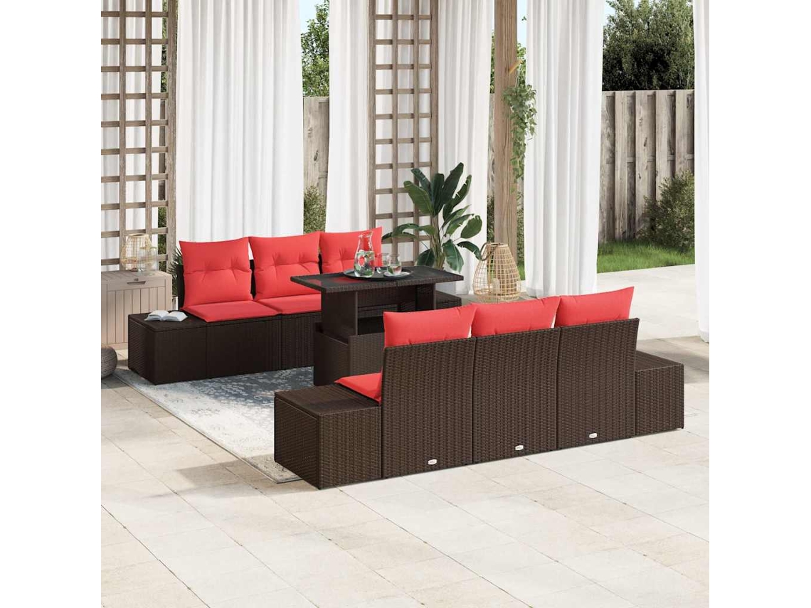 Vidaxl Conjunto De Sofá De Jardim 7 Unid. 6-número De Lugares