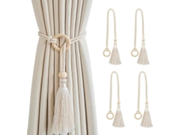 Conjunto De 4 Presilhas Funcionais‑decorativas Para Cortinas, Design Versátil Para Fixar E Embelezar Suas Cortinas, Cor Branca