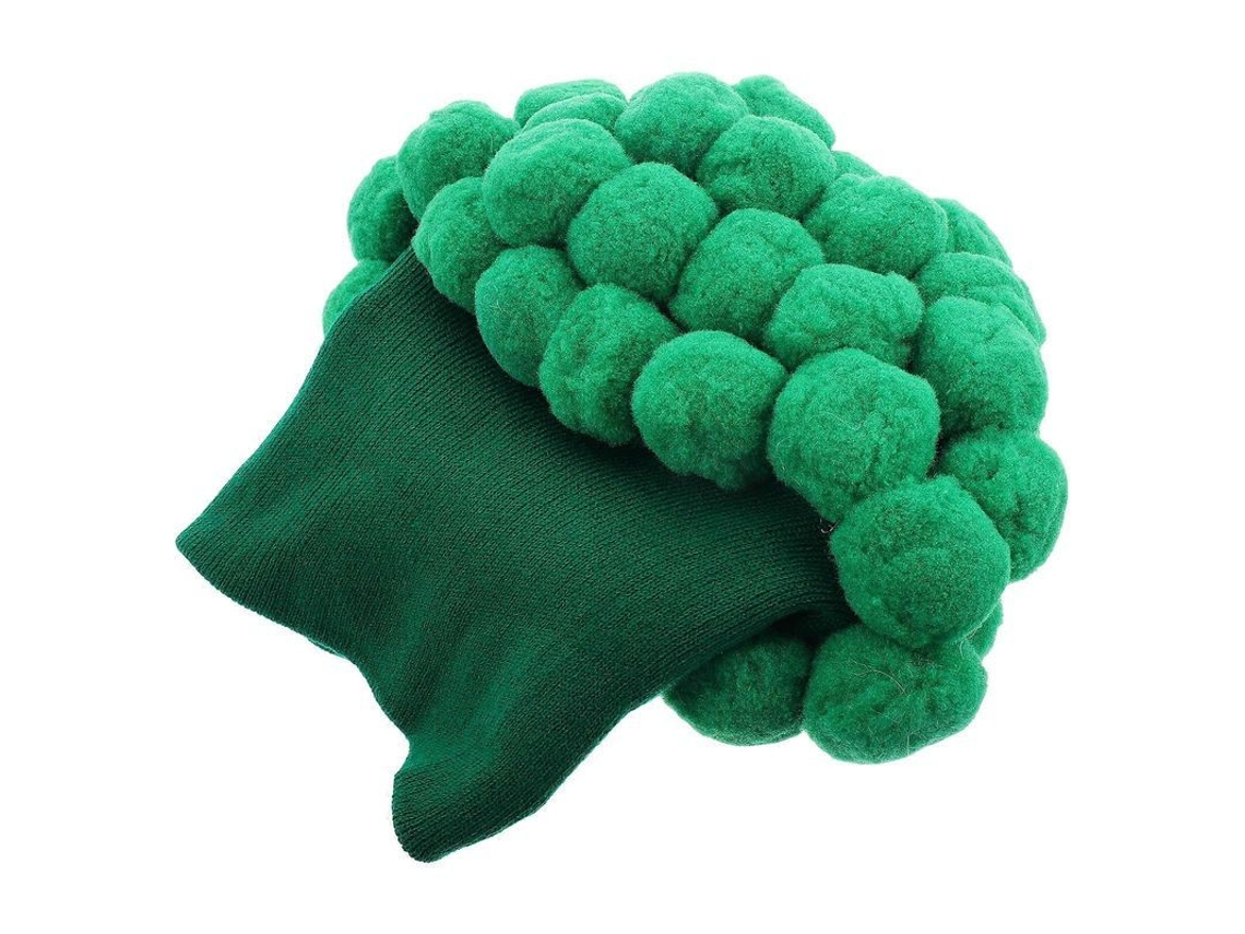 Gorro Tricô Brócolos com Pompom. Acessório Divertido Vegetal Inverno. Macio e Quente para Adultos. Ideal Festas. CHARM
