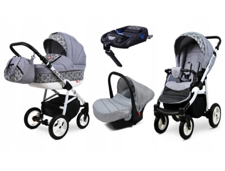 Carrinho de Bebé Multifuncional BABYLUX ALU WAY 2 Em 1 – Silver leaf - Ajustável e dobrável Construção leve em alumínio - Reversibilidade - Acessórios