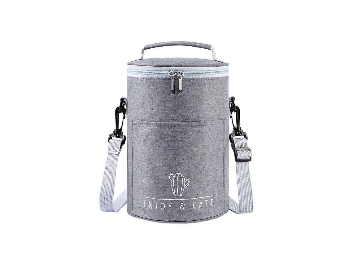 Bolsa Térmica Cilíndrica Para Lancheira Bento, Redonda Para Almoço, Mão Em Folha De Alumínio Para Lanche