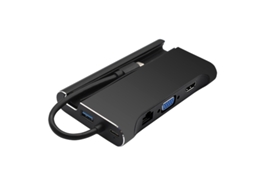 Yizhood 7 em 1 Tipo C Docking Station USB C para HDMI 4K VGA Phone Adapter Suporte USB 3.0 Hub Preto