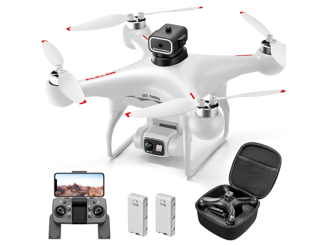 Drone S116 Max Com Esc 4k, Câmara Hd, Motor Brushless E Sistema De Desvio De Obstáculos 2 Baterias Branco Yizhood