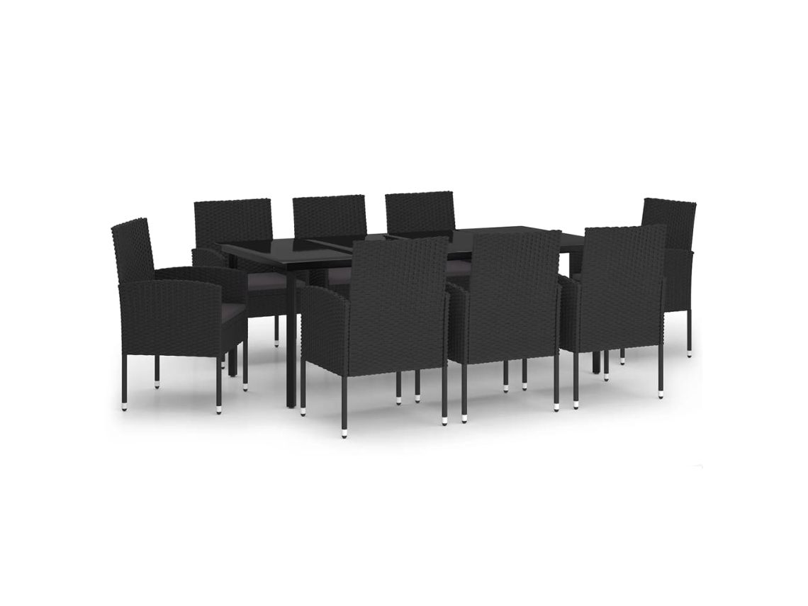 Maison Exclusive - 9 Pcs Conjunto De Jantar Para Jardim Preto