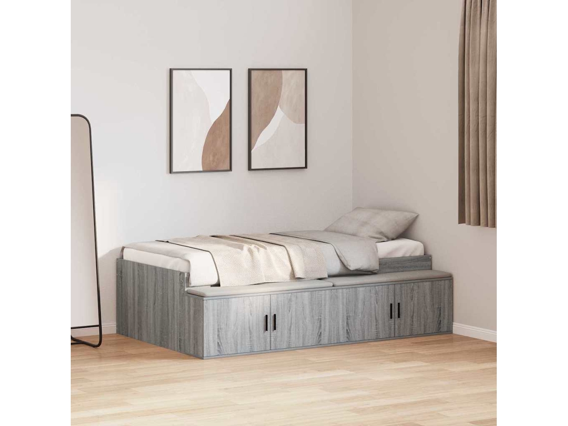 Vidaxl Estrutura Da Cama Cinza Sonoma 70 X 190 Cm Derivados De Madeira