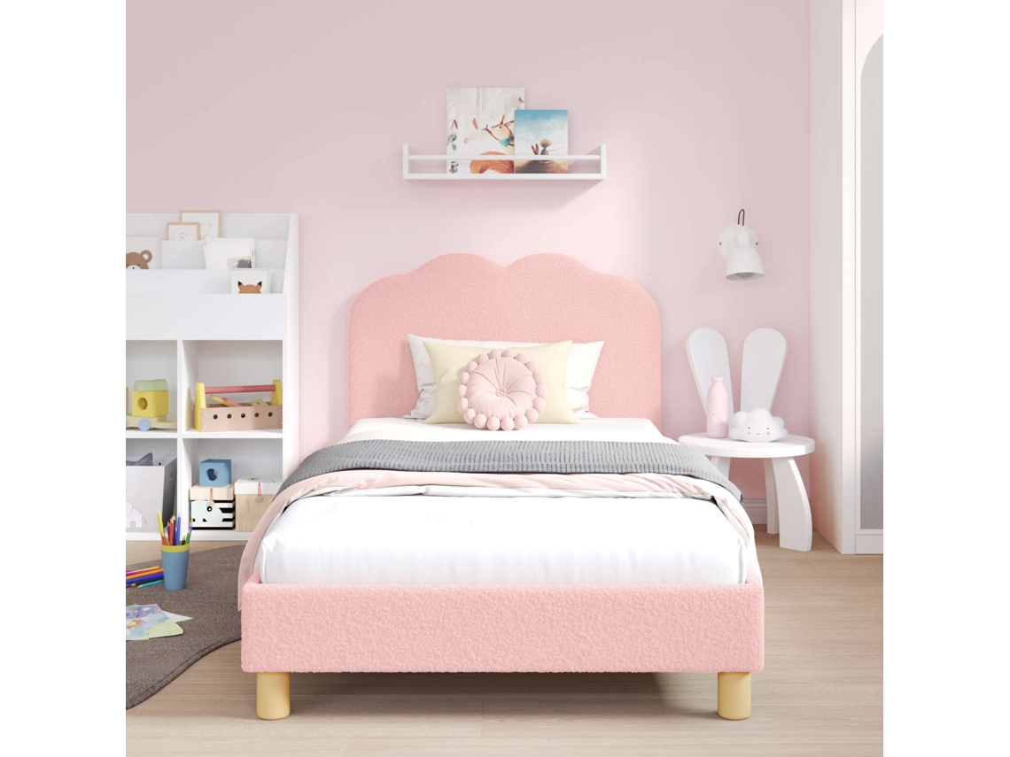 Vidaxl Estrutura De Cama Infantil Com Cabeceira Rosa 90 X 190 Cm