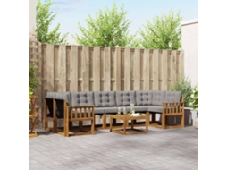 Vidaxl Conjunto De Sofás Para Exterior 8 Pcs Cinza Natural E Claro