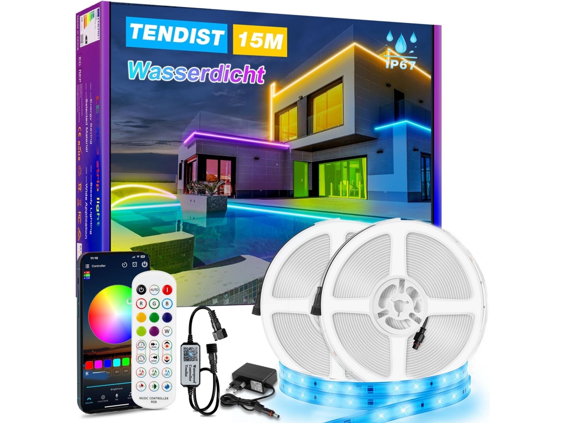 Fita Led Rgb Exterior Autoadesiva 15 M Ip67 Com App