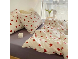 Conjunto de Cama Vermelho com Estampa Coração Genérica, Capas Gaveta Acolchoadas e Macias Móveis CHABERLU