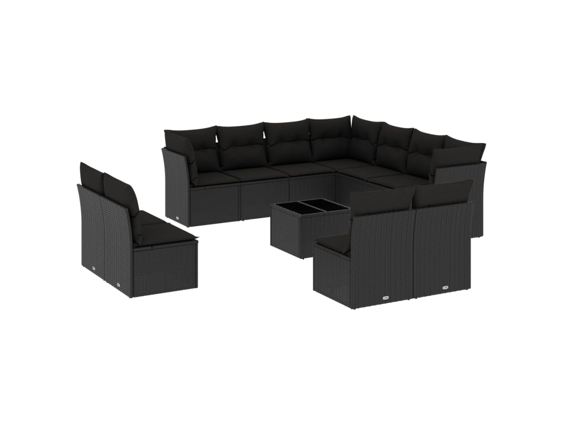 Garden Sofa Set, Garden Sofa Sets Vidaxl Preto Rattan / Vime (n/a)