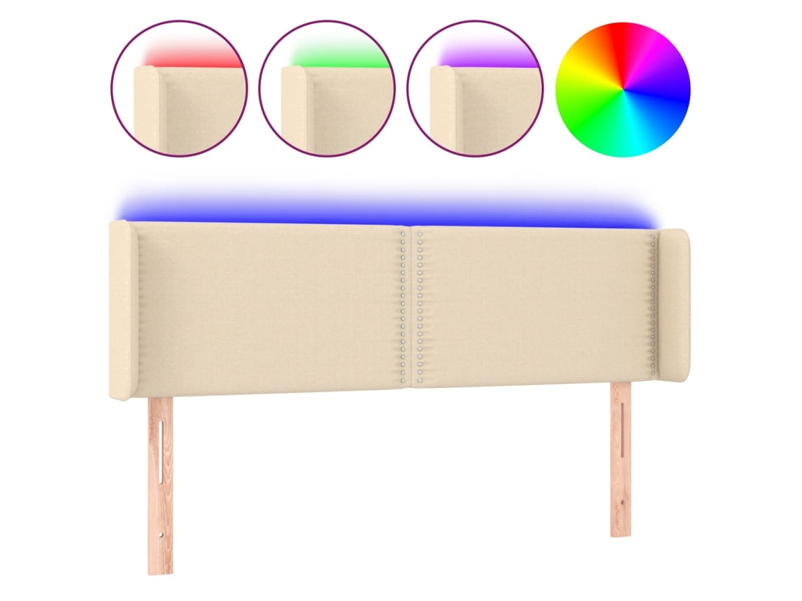 Cabeceira com luzes LED em tecido cor creme MAISON EXCLUSIVE (147x16x78 cm)