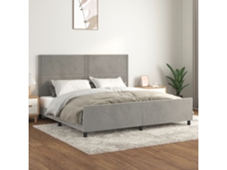 Vidaxl Estrutura de Cama Sem Colchão 200x200 Cm Veludo Cinzento claro