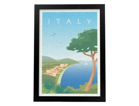 Póster NACNIC Lig da Itália. Estilo Vintage. da Cidade em Cores. Black Marco Blanco Blanco Woodn