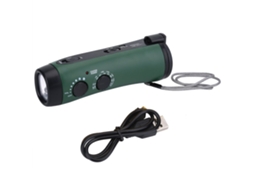 Rádio de Emergência Am/fm com Manivela, Meteorológico, Lanterna Led, Carregador de Celular com Alarme de Uso Externo AQUAFORGE