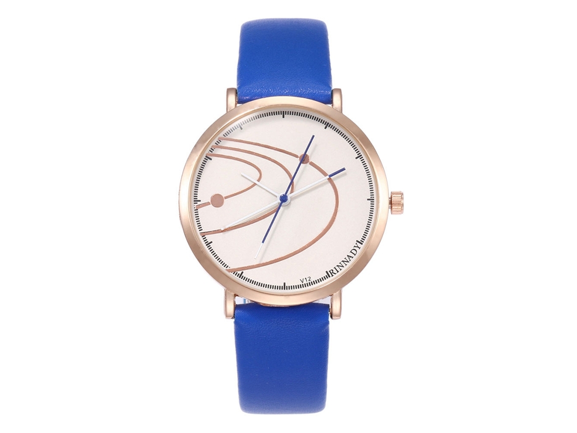 Relógio analógico de quartzo moderno para homens e mulheres, relógio de pulso casual em couro PU, azul royal