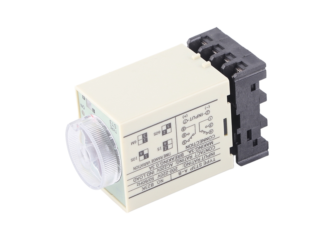 Relé temporizador de retardo de acionamento ST3PA‑B 0‑10s controle de botão com base AC 220V S/MARCA