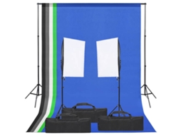 Vidaxl Kit De Estúdio Fotográfico Com Conjunto De Iluminação E Fundo