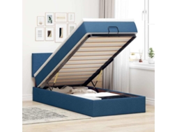 Vidaxl Cama Otomana Com Colchão 100x200 Cm Tecido Azul