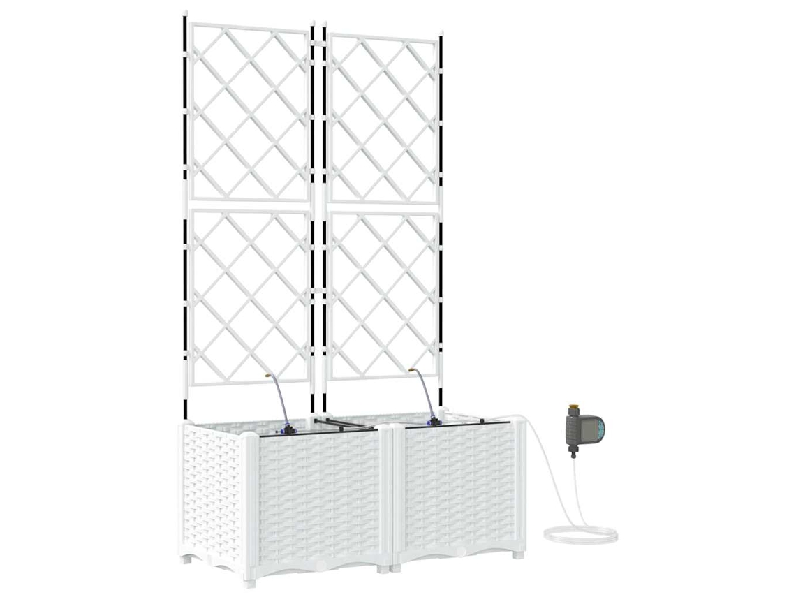 Conjunto 2 Vaso De Jardim Vidaxl Branco Polipropileno (80 X 40 X 142 Cm)