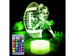 Luminária Noturna 3d com Ilusão de Rugby, 16 Cores Variáveis, Controle Remoto, Decoração de Mesa, Base Plana em Acrílico Abs, Cabo Usb BRILVIBERA