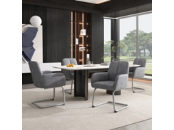 Conjunto De 6 Cadeiras De Sala De Jantar Modernas E Minimalistas, Com Pés De Aço Curvados, Cinza Ideal Para Sala De Estar Ou Quarto Ehstmind