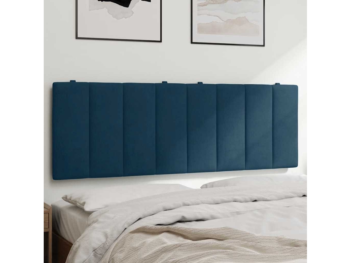 Vidaxl Almofadão De Cabeceira Hanko 120 Cm Veludo Azul