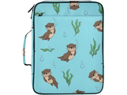 Pasta Expansível Cute Otters Azul, Com 7 Bolsos Sanfonados E Organizador De 3 Argolas Escola, Escritório E Viagens