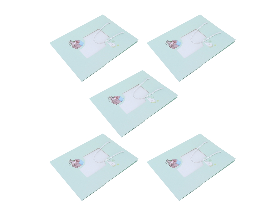 Conjunto de 5 bolsas de presente de papel com padrão de gato animado portátil para compras e festas S/MARCA