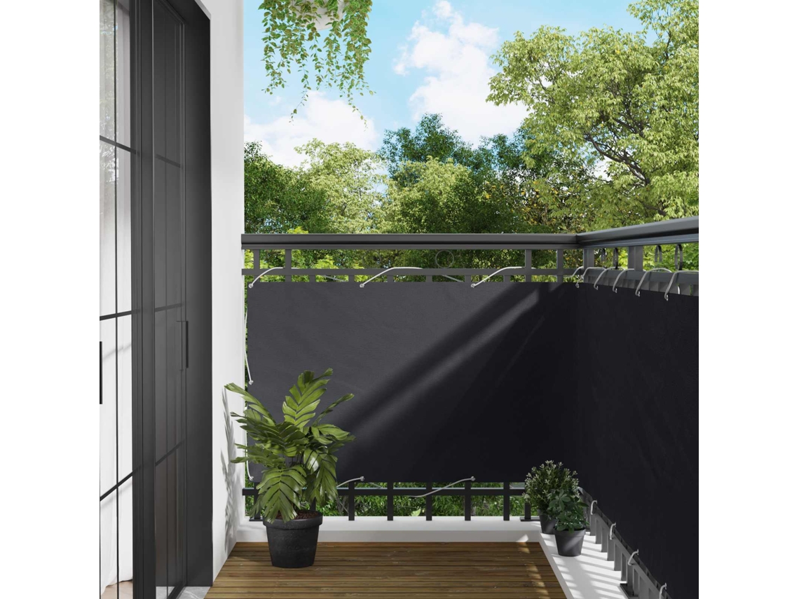 Vidaxl Tela De Varanda 90 X 200 Cm Tecido Oxford Retangular Preto