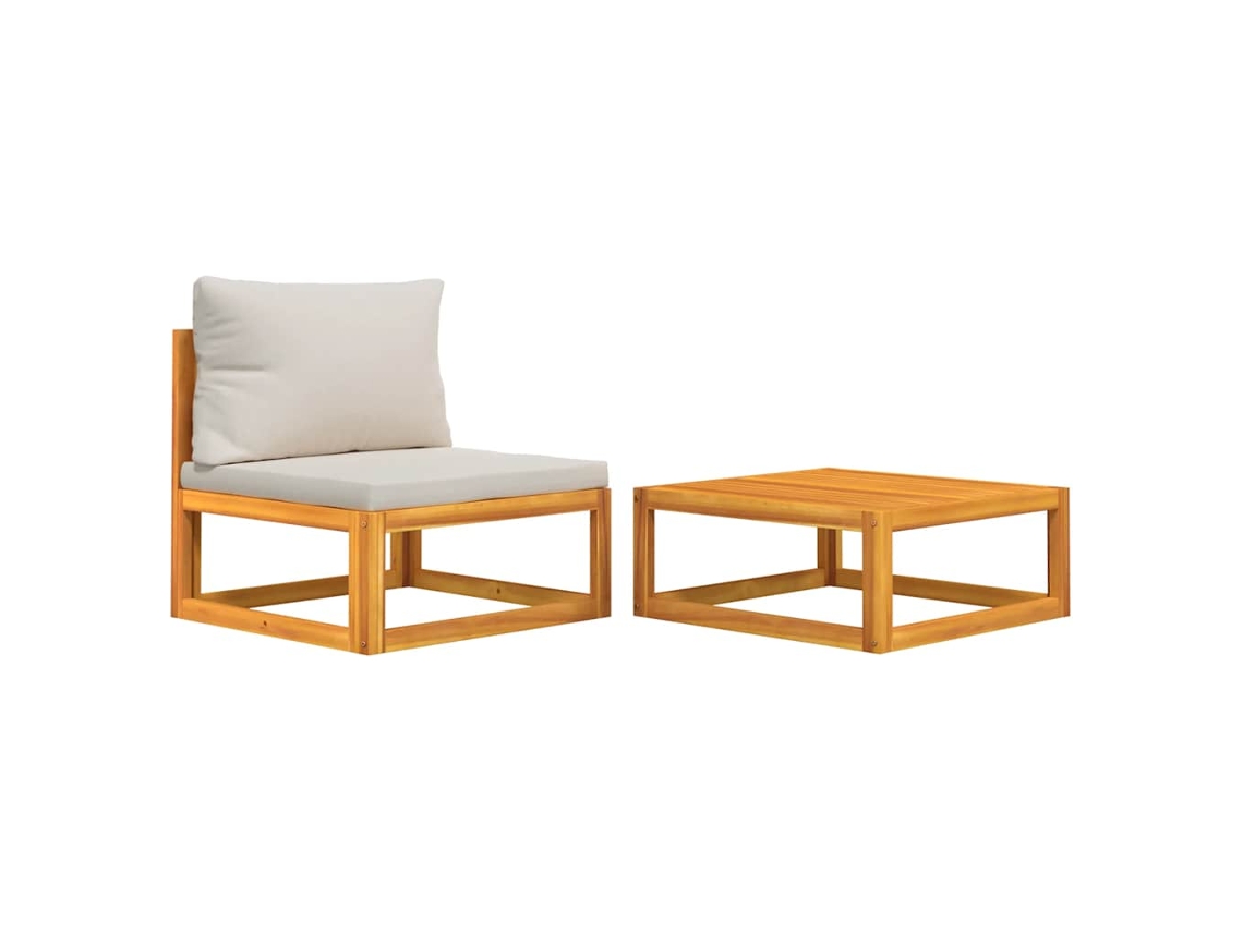 Maison Exclusive - 2 Pcs Conjunto De Sofás De Jardim C/ Almofadões Acácia Maciça