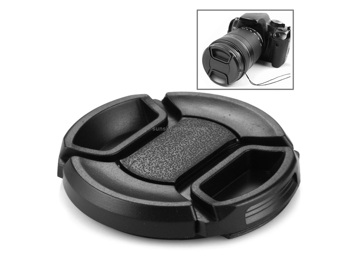 Tampa De Lente De Câmera De 52mm Com Pinça Central (preta)